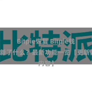 Bitpie恢复 Bitpie钱包更新了什么？最新功能一览【更新内容】