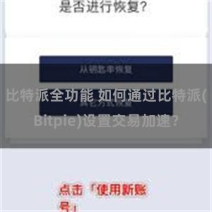 比特派全功能 如何通过比特派(Bitpie)设置交易加速？